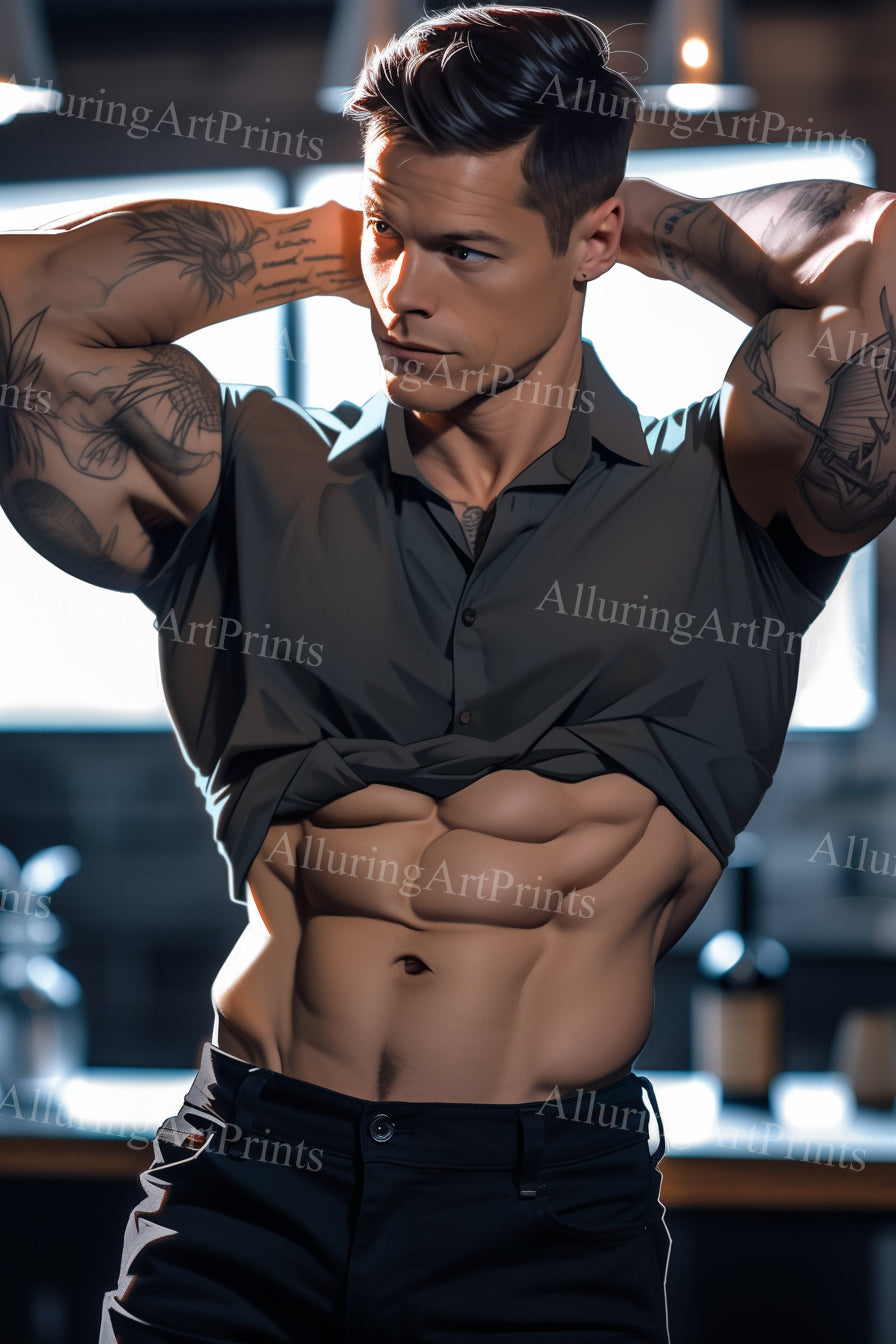 Male Model Muscular Digital Art AI Fantasy - 221B