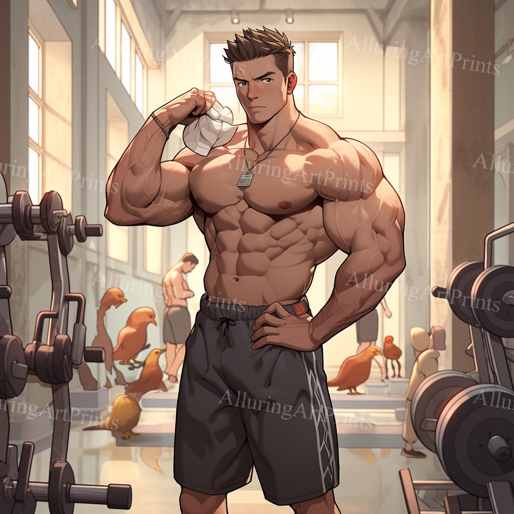 Male Model Muscular Digital Art AI Fantasy - 222B