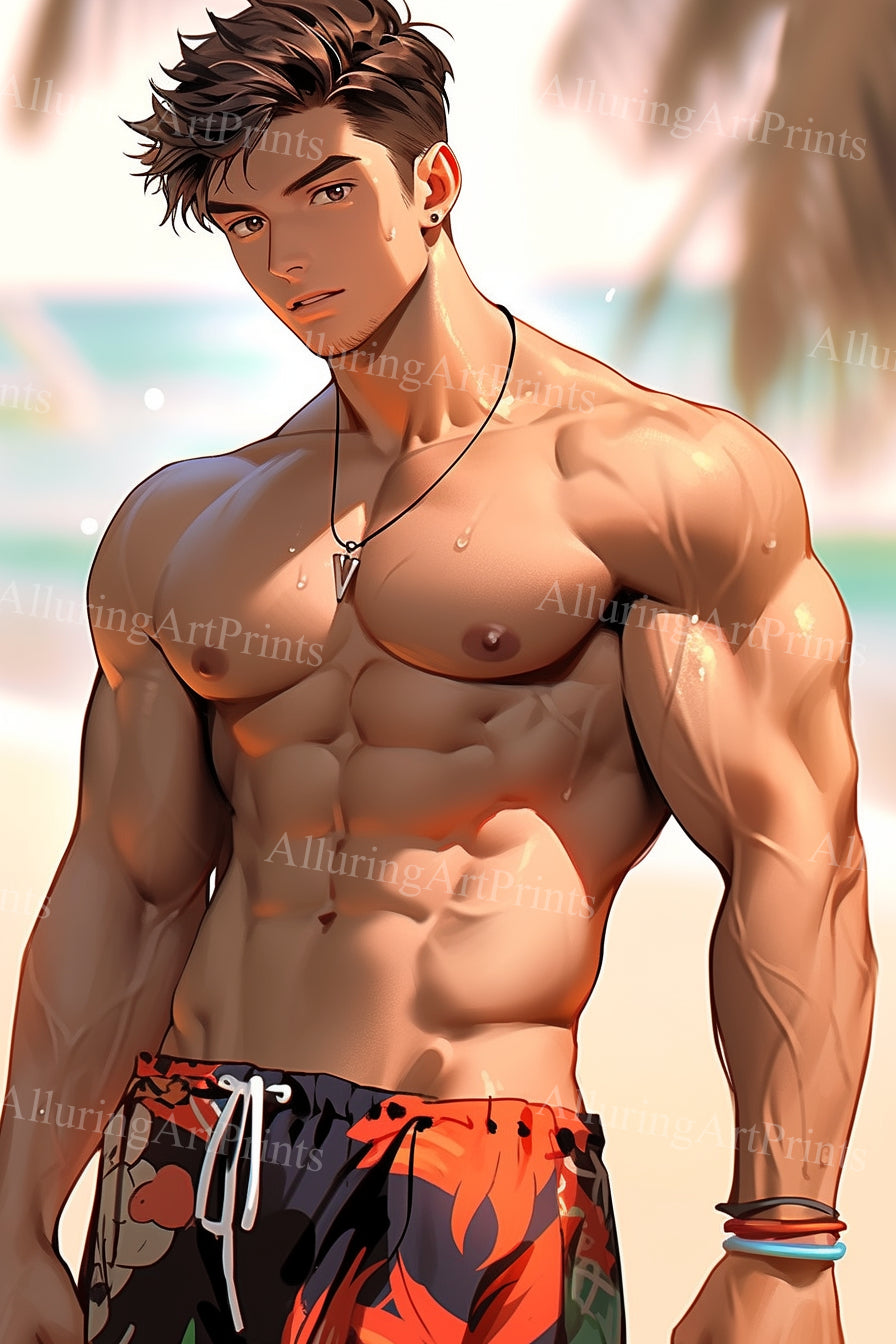 Male Model Muscular Digital Art AI Fantasy - 228B