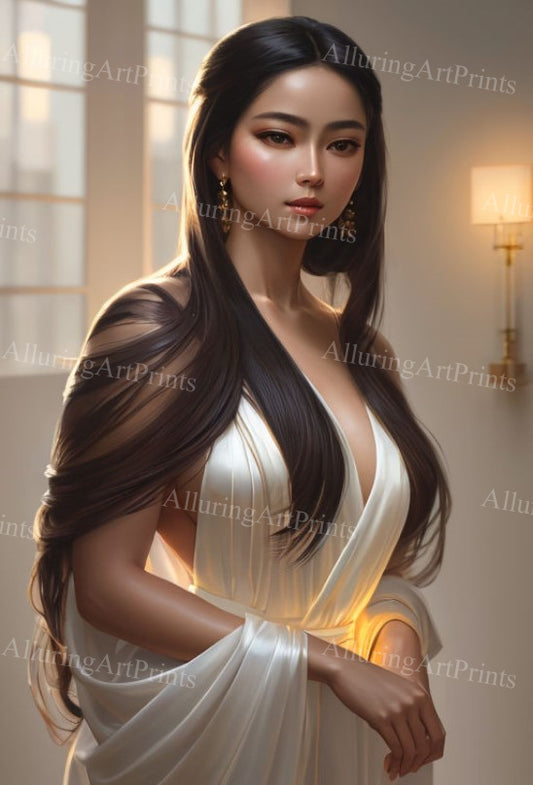 Risque Asian Model Female Digital Art AI Fantasy - BB794