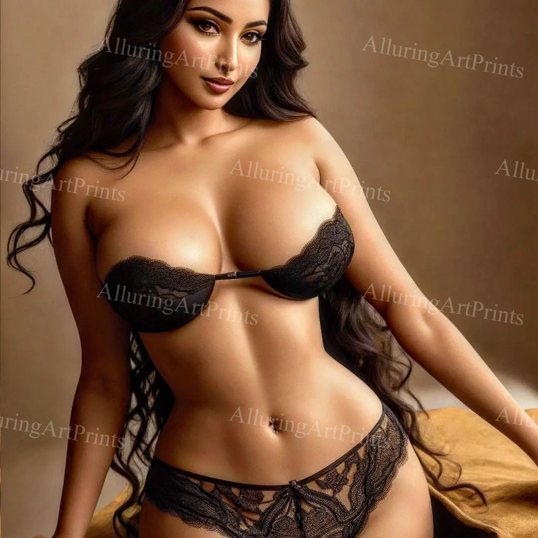 Risque Brunette Model Female Digital Art AI Fantasy - CC427