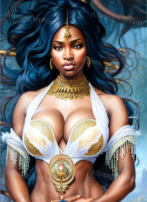 Risque Black Model Female Digital Art AI Fantasy - CC702