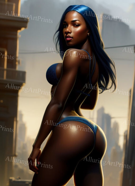 Risque Black Model Female Digital Art AI Fantasy - CC709