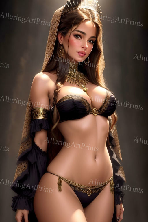 Risque Brunette Model Female Digital Art AI Fantasy - CC729