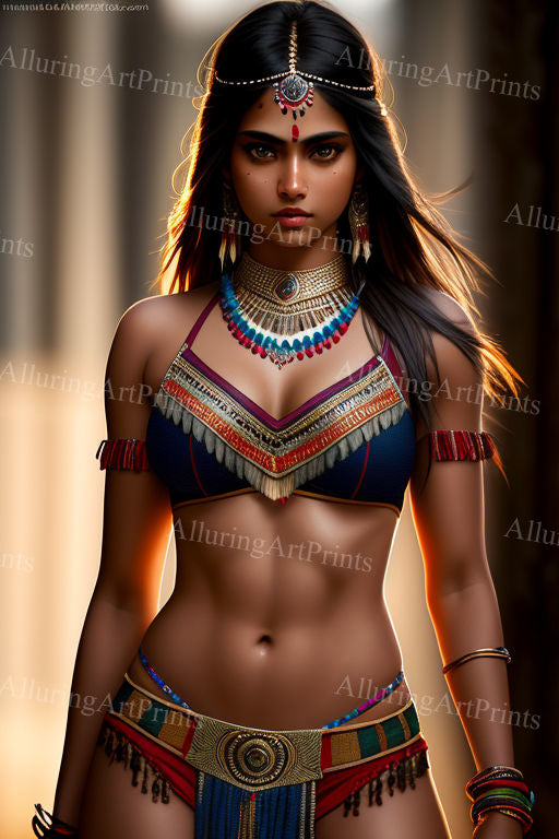 Risque Indian Model Female Digital Art AI Fantasy - CC744