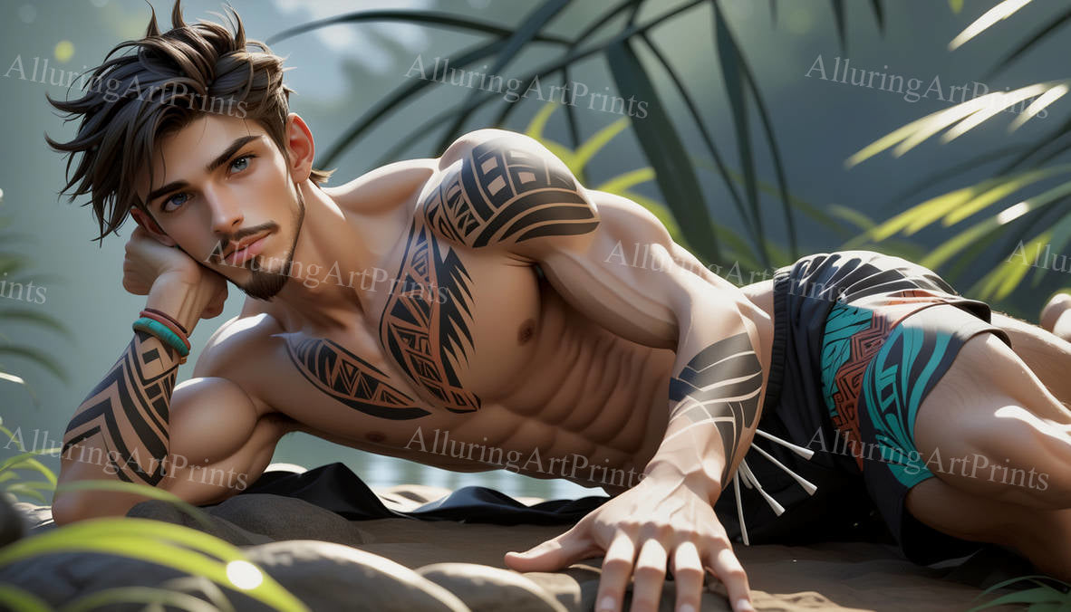 Male Model Slender Digital Art AI Fantasy - EE26