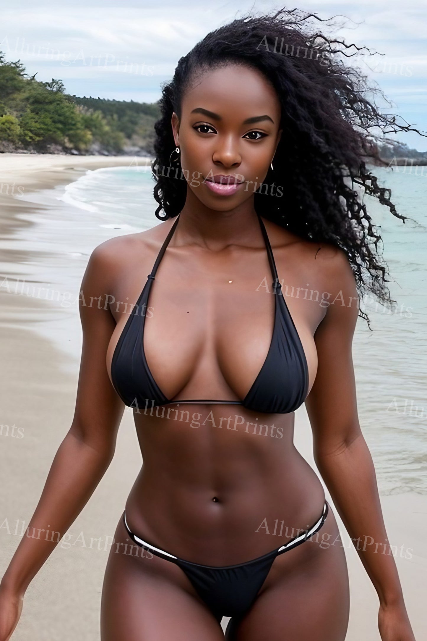 Risque Black Model Female Digital Art AI Fantasy - GG803