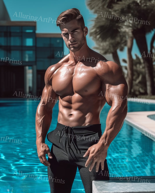 Male Model Muscular Digital Art AI Fantasy - MM129