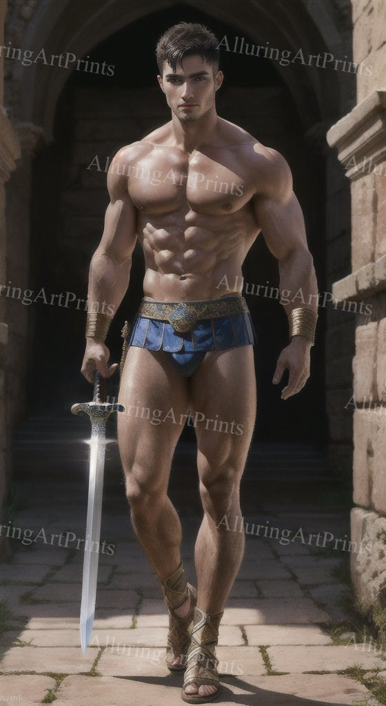 Male Model Muscular Digital Art AI Fantasy - MM14