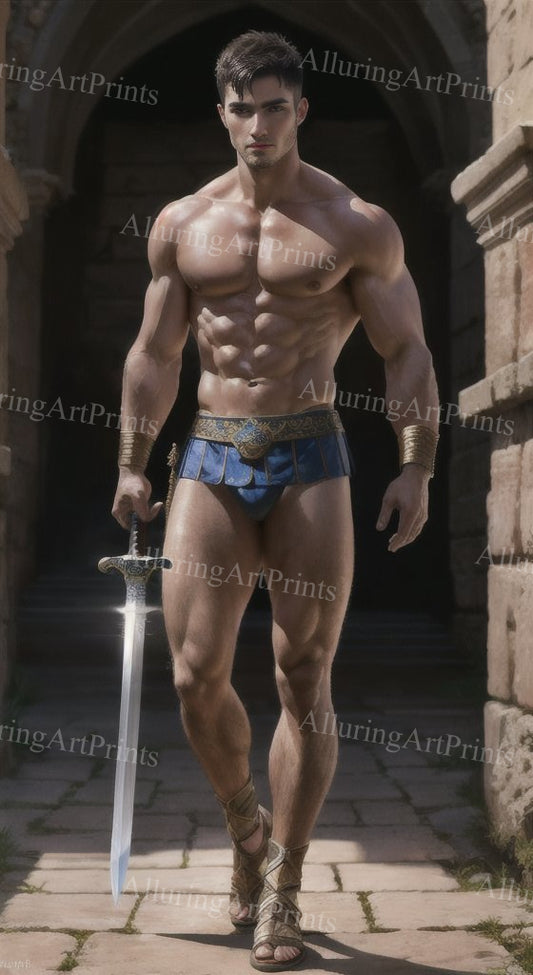 Male Model Muscular Digital Art AI Fantasy - MM14