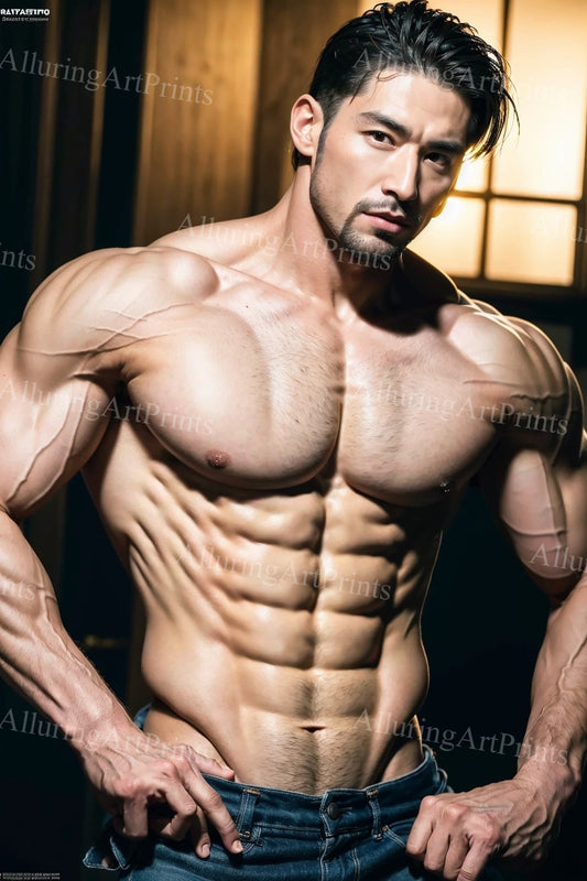 Male Model Muscular Digital Art AI Fantasy- MM28