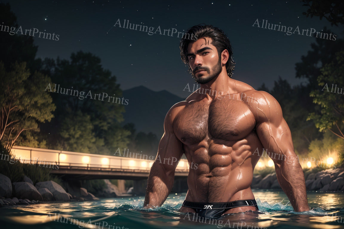 Male Model Muscular Digital Art AI Fantasy- MM62