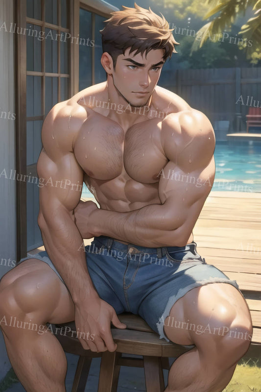 Male Model Muscular Digital Art AI Fantasy - MM814