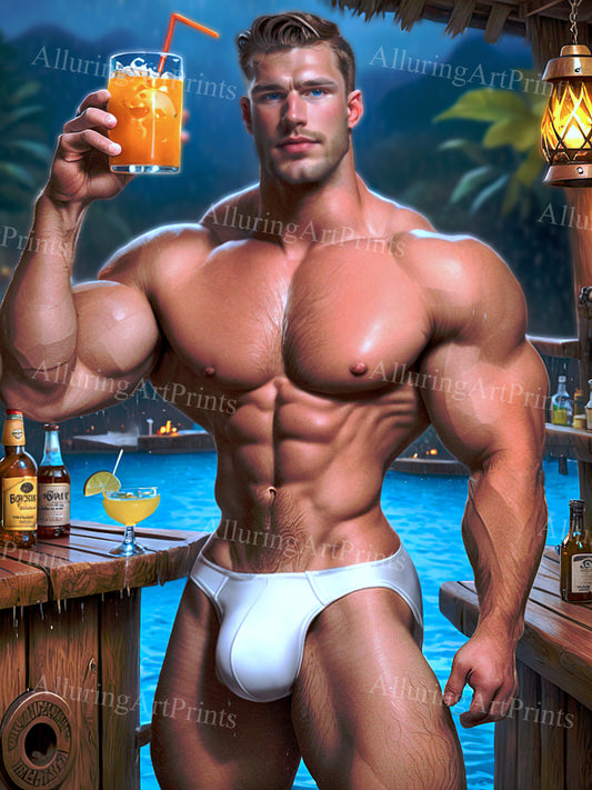 Male Model Muscular Digital Art AI Fantasy - NN20