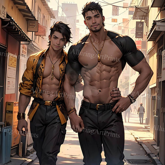 Male Models Muscular Digital Art AI Fantasy - NN3