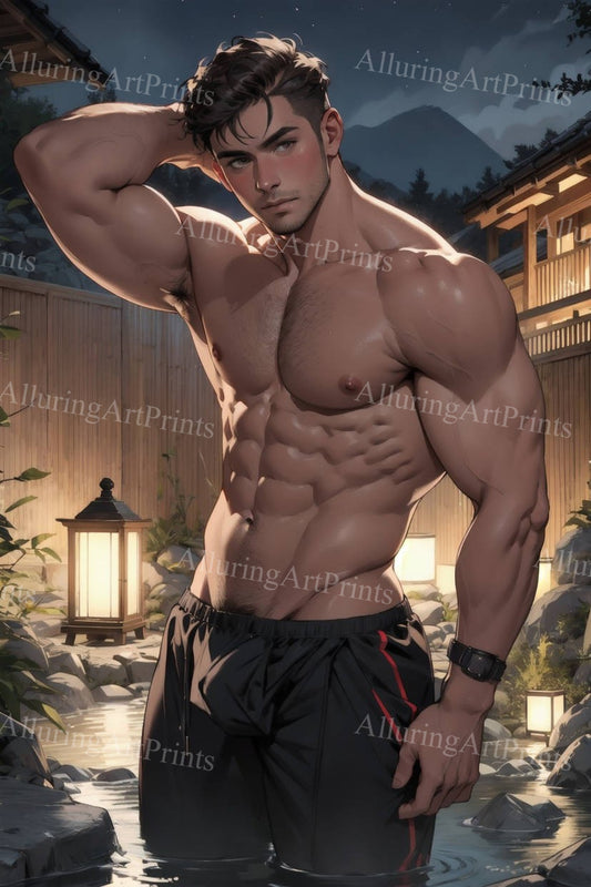 Male Model Muscular Digital Art AI Fantasy - NN40