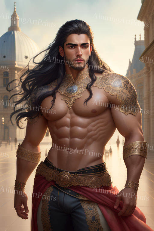 Male Model Muscular Digital Art AI Fantasy - NN42