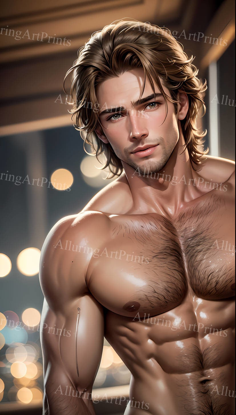 Male Model Muscular Digital Art AI Fantasy - RR969