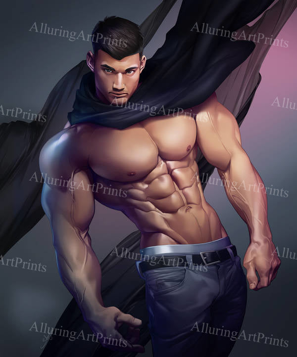 Male Model Muscular Digital Art AI Fantasy - SS100