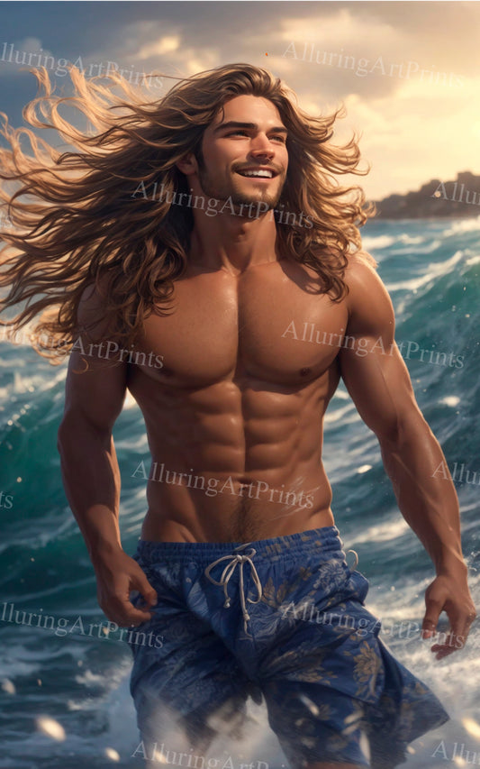 Male Model Muscular Digital Art AI Fantasy - SS399