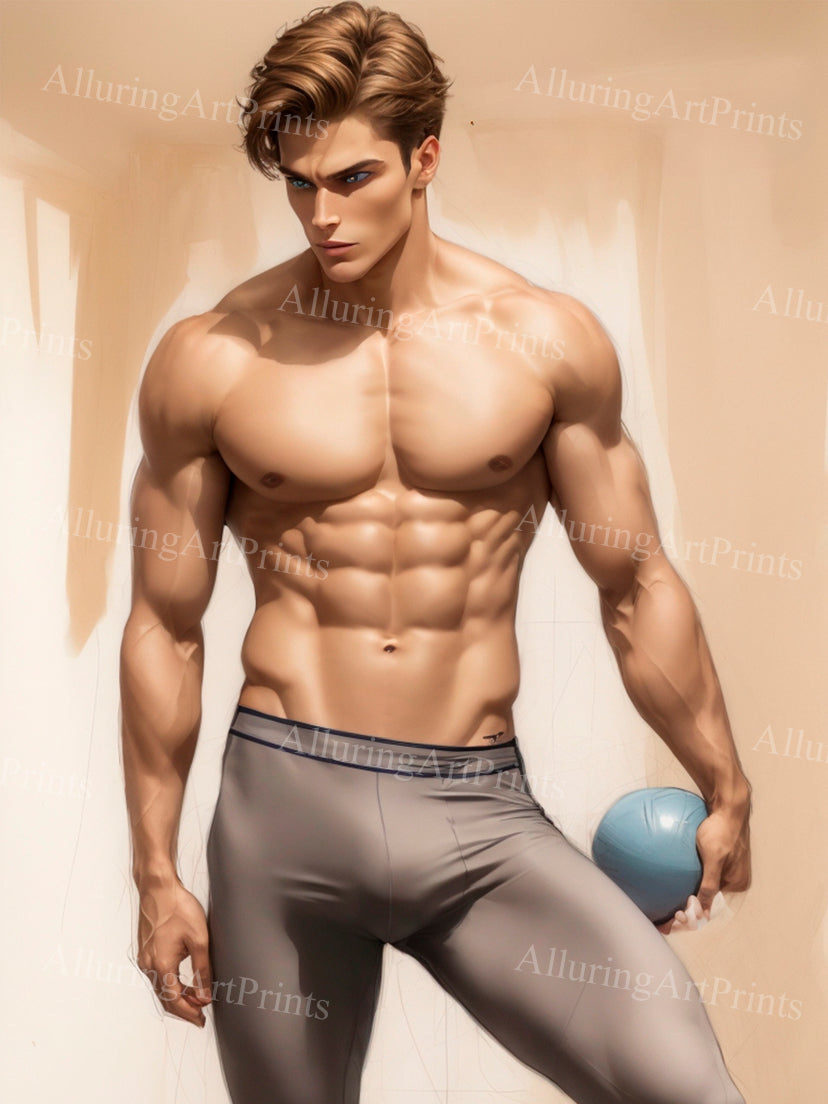 Male Model Muscular Digital Art AI Fantasy - SS403