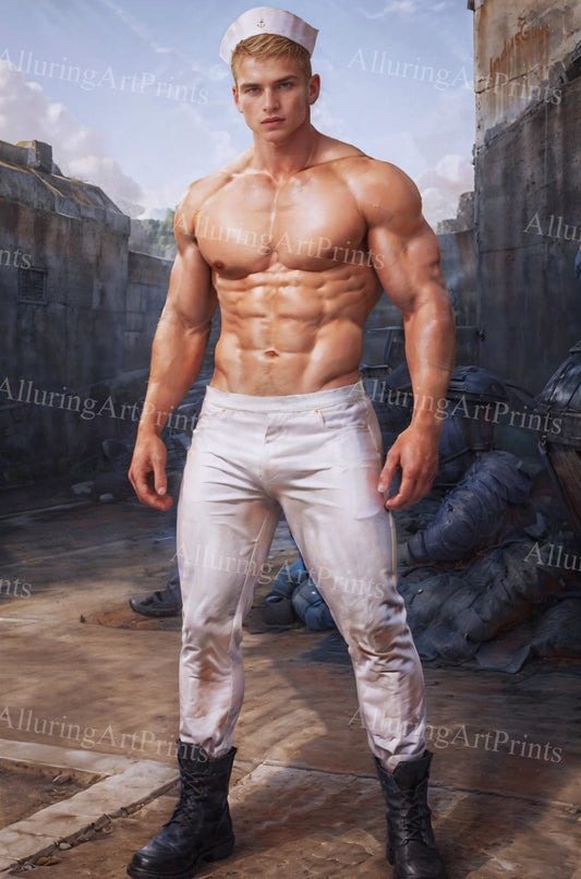 Male Model Muscular Digital Art AI Fantasy - SS99