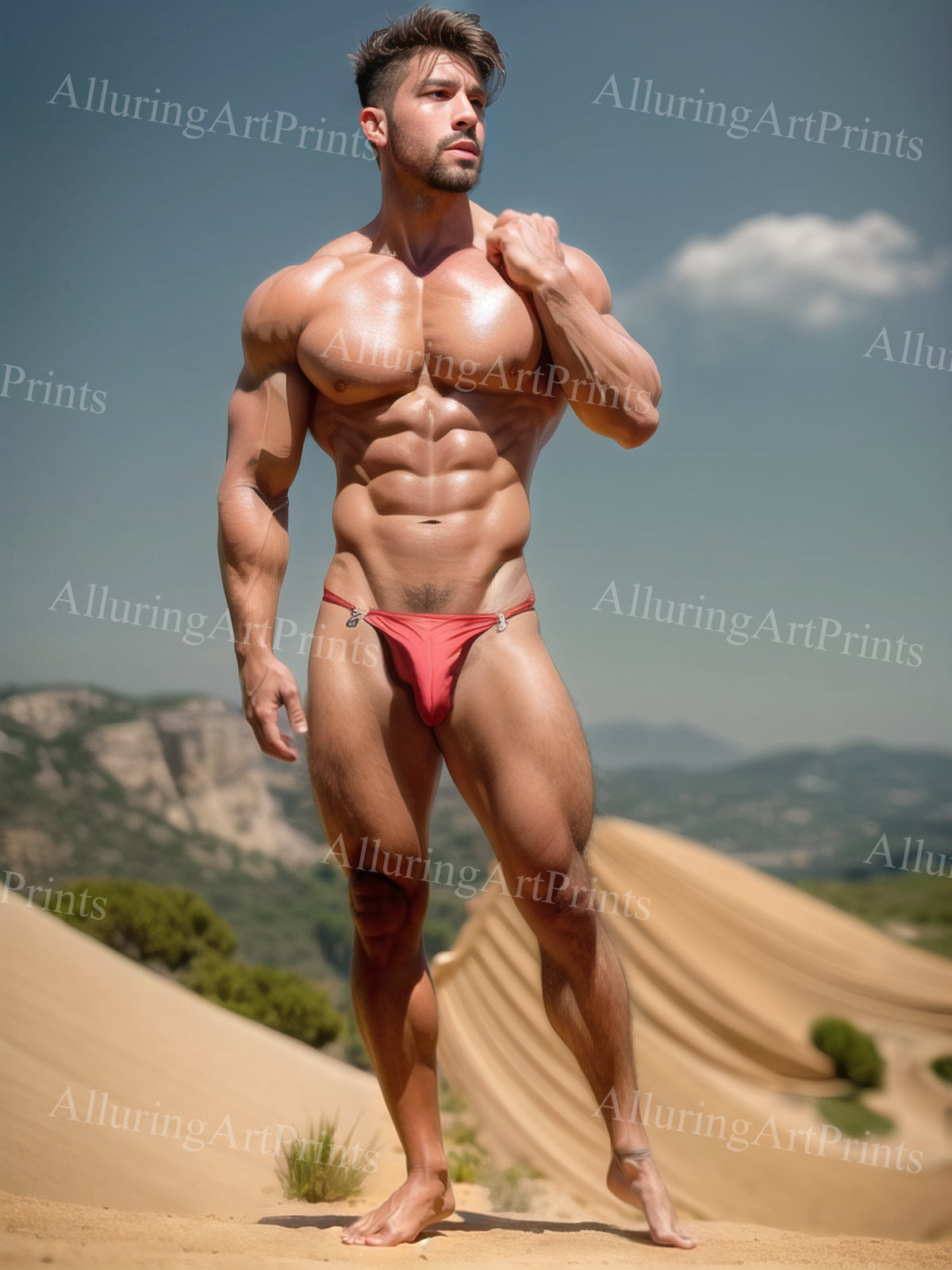 Male Model Muscular Digital Art AI Fantasy - TT309