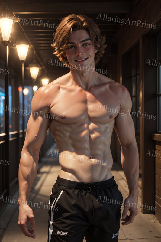 Male Model Muscular Digital Art AI Fantasy - TT311