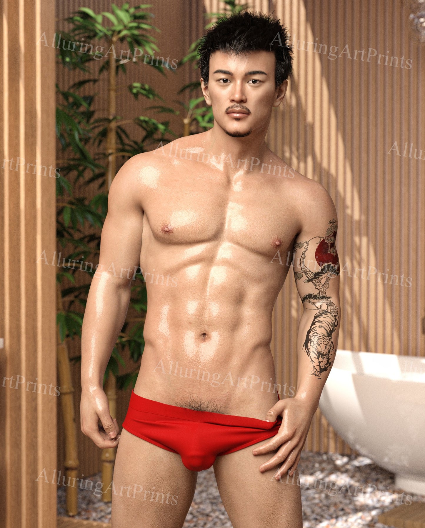 Male Model Muscular Digital Art AI Fantasy - TT489