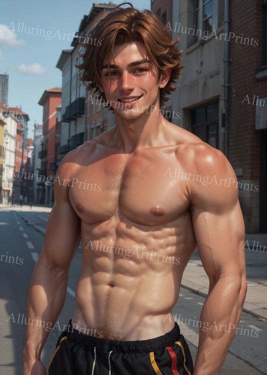 Male Model Muscular Digital Art AI Fantasy - TT491