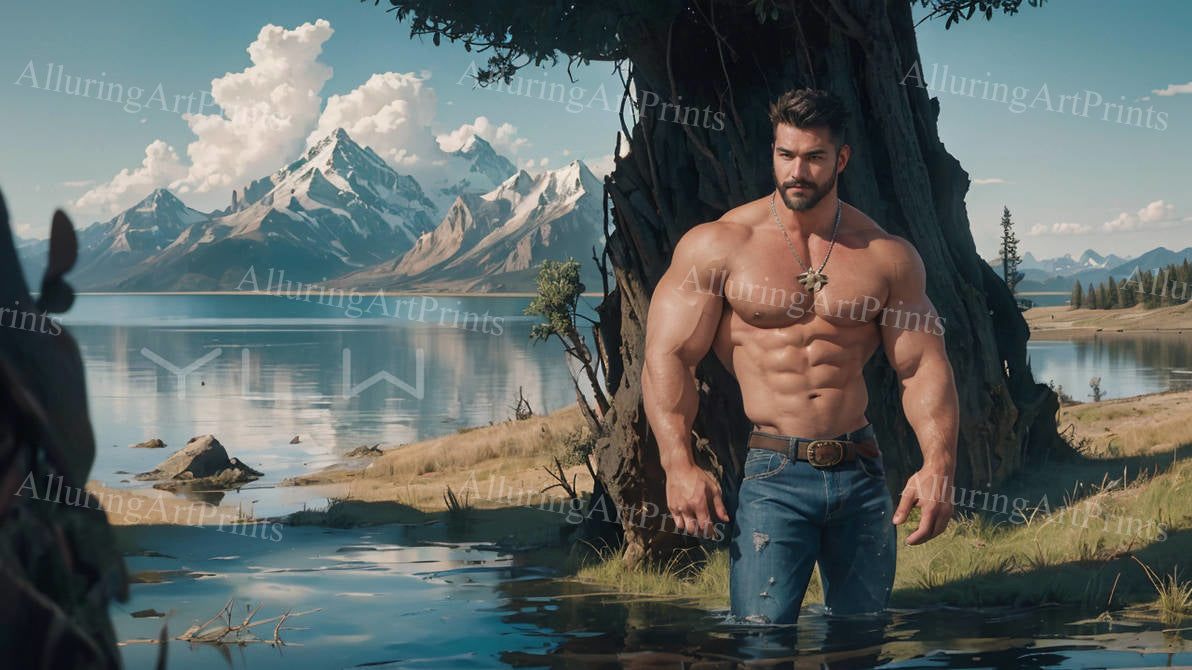 Male Model Muscular Digital Art AI Fantasy - TT749