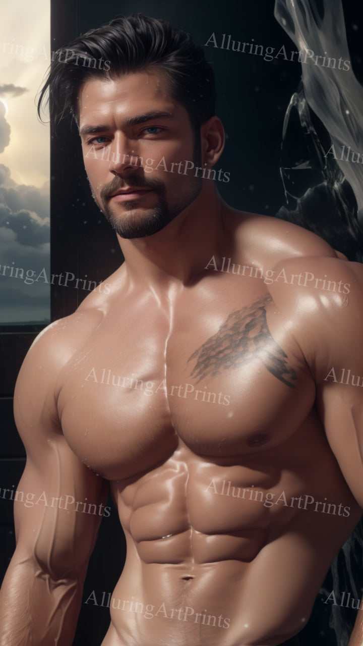 Male Model Muscular Digital Art AI Fantasy - TT753