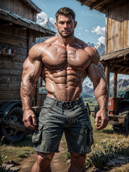 Male Model Muscular Digital Art AI Fantasy - TT768