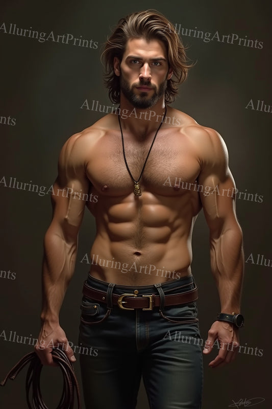 Male Model Muscular Digital Art AI Fantasy - U1003