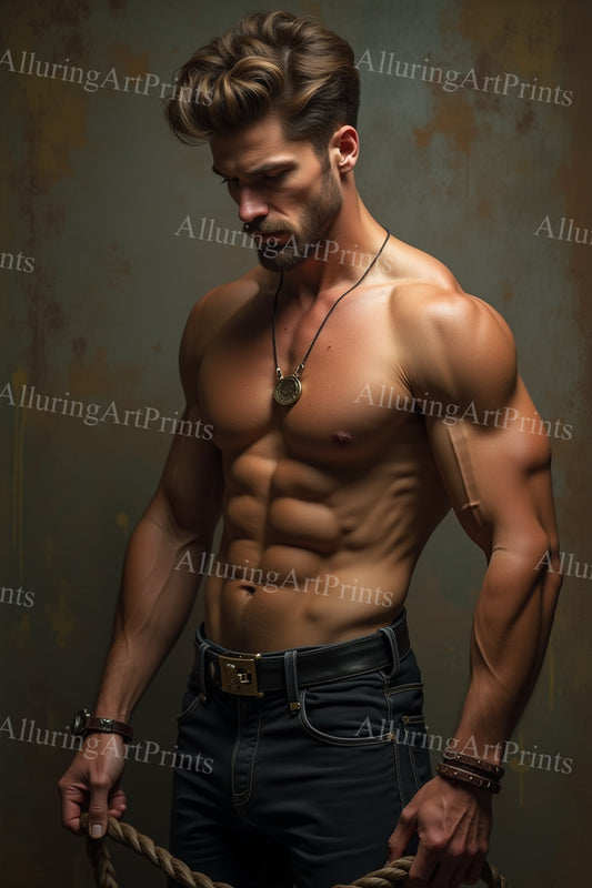 Male Model Muscular Digital Art AI Fantasy - U1017