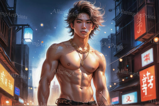 Male Model Muscular Digital Art AI Fantasy - U1020