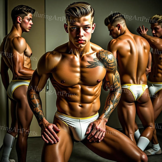 Male Models Muscular Digital Art AI Fantasy - U1028