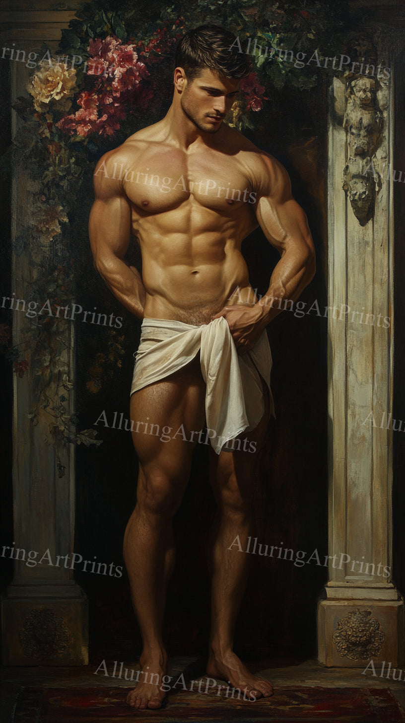 Male Model Muscular Digital Art AI Fantasy - U1037