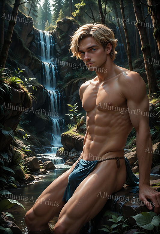 Male Model Muscular Digital Art AI Fantasy - U1043