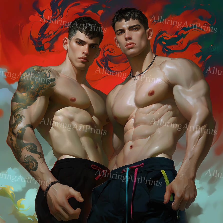 Male Models Muscular Digital Art AI Fantasy - U1049