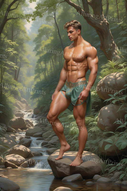 Male Model Muscular Digital Art AI Fantasy - U1052