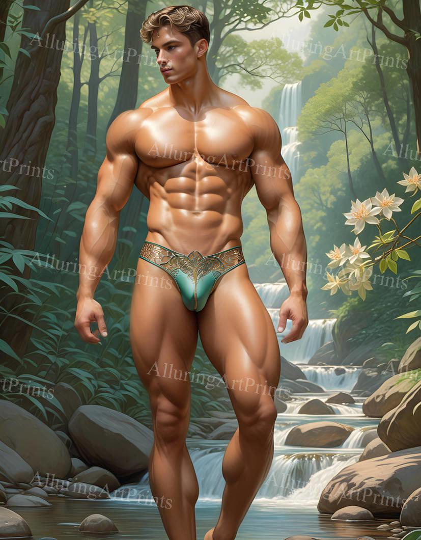 Male Model Muscular Digital Art AI Fantasy - U1053