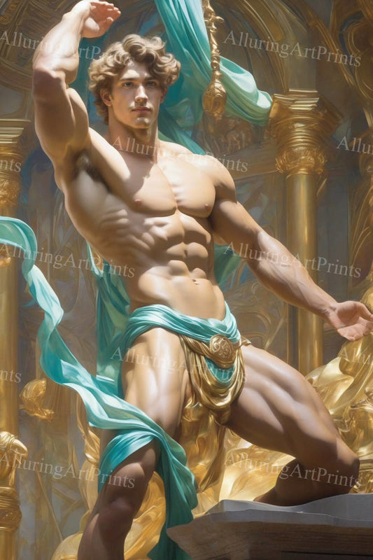 Male Model Muscular Digital Art AI Fantasy - U1054