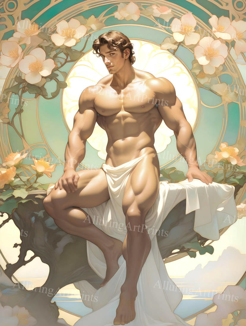 Male Model Muscular Digital Art AI Fantasy - U1055