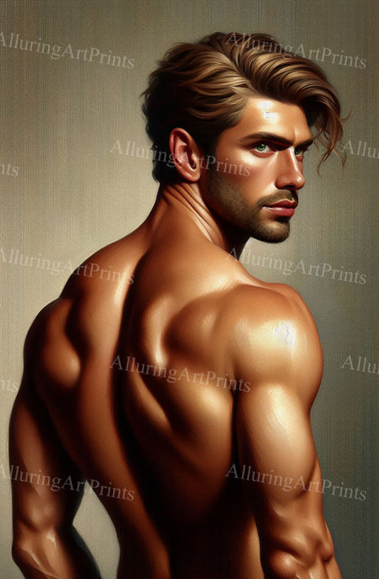 Male Model Muscular Digital Art AI Fantasy - U1063