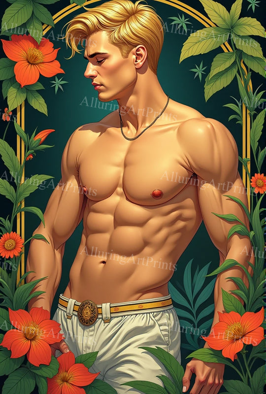 Male Model Muscular Digital Art AI Fantasy - U1065