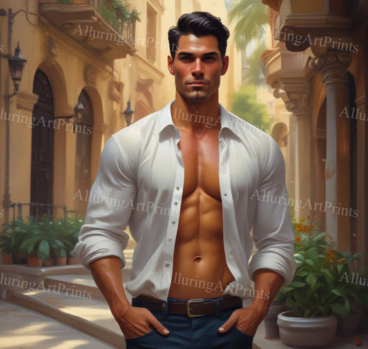 Male Model Muscular Digital Art AI Fantasy - U1066