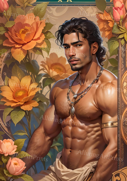 Male Model Muscular Digital Art AI Fantasy - U1067