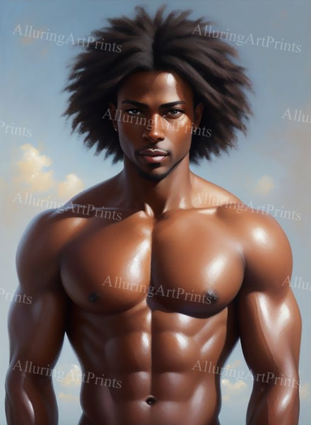 Black Male Model Muscular Digital Art AI Fantasy - U1068