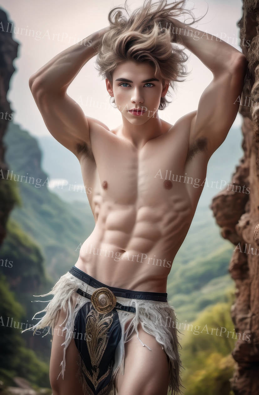 Male Model Muscular Digital Art AI Fantasy - U1074